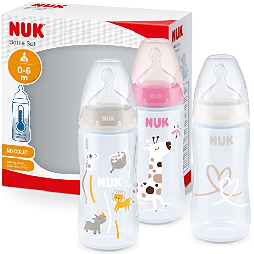 Conjunto de Biberões NUK First Choice+ Rosa NUK - Biberões - biberão, anticólicas, fecho anti-derrame, sem BPA, ergonômico