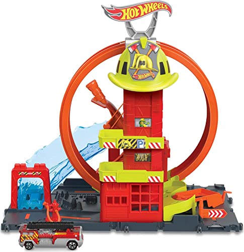 Hot Wheels City Super Station Firefighters (Idade Mínima Recomendada: 3 anos) Hot Wheels - Brinquedos - Hot Wheels, city, super station, firefighters, idade mínima recomendada