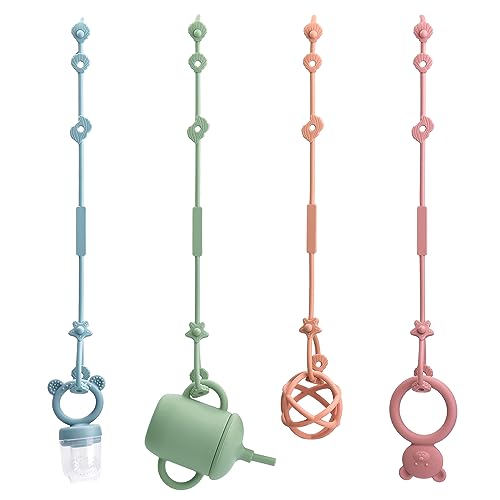 CLDY Silicone Baby Teether Chain (4 Unidades) CLDY - Brinquedos - silicone, anti-alérgico, 4 unidades, alivia dor de dentição