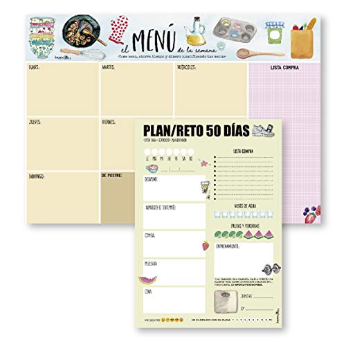 Happymots Planificador El Menu De La Semana Y Plan Reto 50 Dias HappyMots - Calendários, organizadores e planejadores - planificador, menu da semana, reto 50 dias, actividades diárias