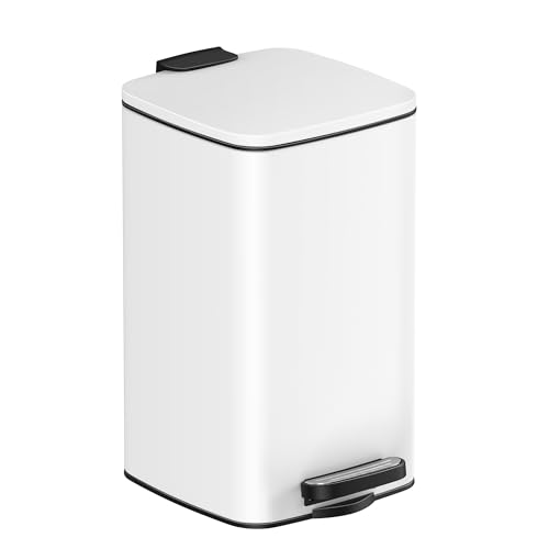 Caixote do Lixo SONGMICS Branco (Plástico - 8L) SONGMICS - Lixeiras e cestos de lixo - 8 litros, plástico resistente, fácil de limpar, dimensões compactas