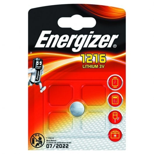 Pilhas Não Recarregáveis ENERGIZER CR1216 (1 unidades) Energizer - Baterias de uso geral - alcalino, cilíndrico, 1,5 V, 20 mAh