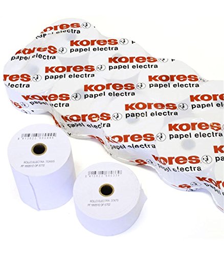 Pack 10 Rolos Papel Electra 57X65X12Mm Kores Grafoplás - Rolo de papel para recibos e máquinas de adição - 10 rolos, 57x65mm, 12 mm, impressoras