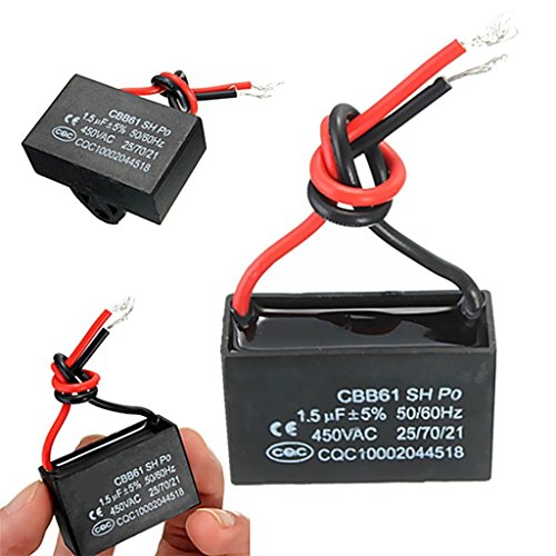 Condensador WINWILL 2x 450V 1,5uF CBB61 winwill - Acessórios para ventiladores - 1,5 uF, 450 v, preto, caixa