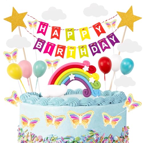 Conjunto de 23 Decorações para Tortas de Aniversário ARCO IRIS BillyBath - Materiais de decoração de bolos - decorações, tortas de aniversário, 23 peças