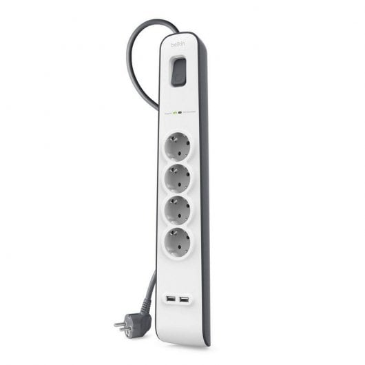 Belkin BSV401VF2M extensão elétrica 4 tomada(s) CA 2 m Branco Belkin - Filtros de linha e supressores de surtos - 4 tomadas, café, 2m, interruptor, indicador