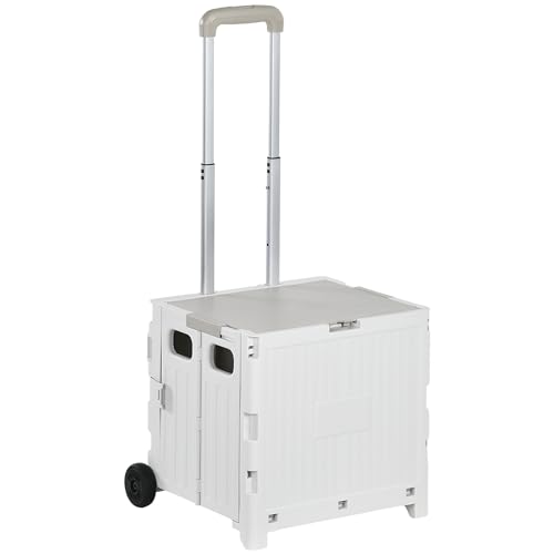 Carrinho Porta-Compras HOMCOM | 41.5 x 32.5 x 85 cm - Branco HOMCOM - Bagagem e bolsas - porta-compras, 41.5 x 32.5 x 85 cm, branco