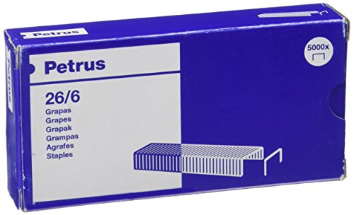 Agrafos PETRUS 55712 (Branco - 5.000 Un) Petrus - Grampos - 30 folhas, 80 g/m², 5.000 un, 26/6