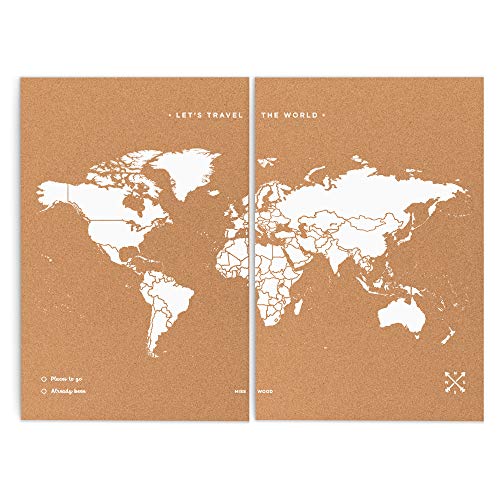 Miss Wood Map Mapa do Mundo de Carvalho Branco Xxl 2 Unidades MISS WOOD - Livros - mapa do mundo, carvalho branco, xxl, 2 unidades
