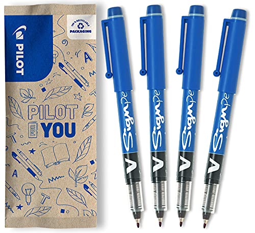 Caneta de Tinta Permanente PILOT V-Sign Azul (Médio) Pilot - Canetas - caneta, tinta permanente, pilot, v-sign, azul, médio