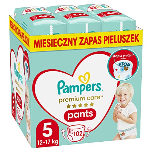 Fraldas PAMPERS Premium Care 5XL (102 Un) Procter & Gamble - Roupa interior - 102 unidades, 1-2 anos, proteção contra fuga, absorvente
