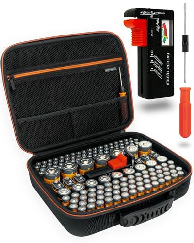 Estojo de armazenamento de bateria AKIELO AKIELO - Recipientes de armazenamento doméstico - armazenamento, 58xAA, compacto, verificação