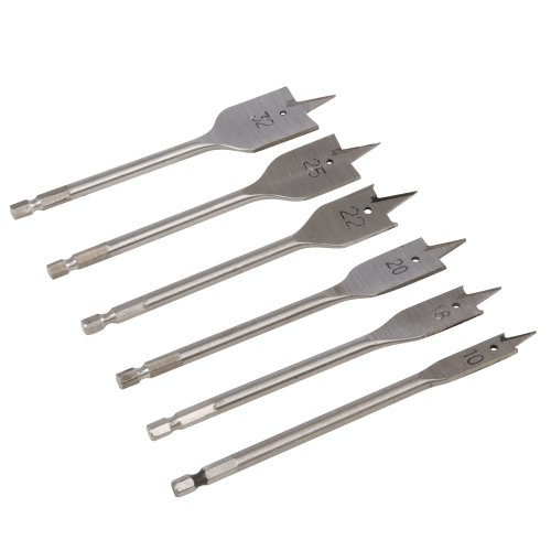 Conjunto de Brocas Plana SILVERLINE 6 peças Silverline - Acessórios para brocas e parafusadeiras - 6 peças, aço carbono, madeira, ponta centralizada