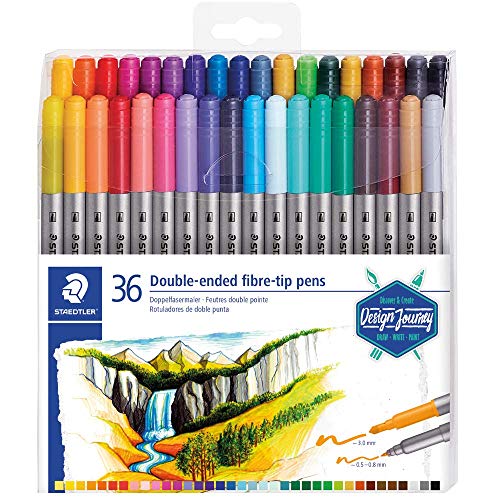 Marcador STAEDTLER (Preto e Vermelho - Ponta Dupla) Staedtler - Marcadores e marcadores de texto - ponta dupla, preto e vermelho, grossa e fina