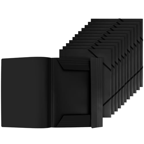 Pasta com Elásticos e Argolas (12 Un) - Preto WOOWAIR - Pastas Organizadoras - elásticos, argolas, preto, durável