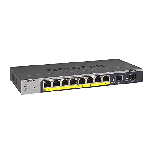 Switch NETGEAR GS110TP-100PES L3 10/100/1000 Netgear - Concentradores e comutadores - 20 Gbps, RJ-45 x 8, sfp +, 54 V