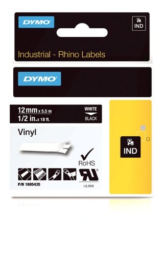 Fita para Etiquetadora DYMO 1868771 Branco sobre Preto DYMO - Fitas de etiquetas e recargas - branco, preto, vinil, multicolor
