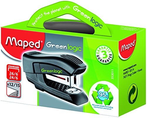 Mini Encadernador MAPED Green Logic Preto Maped - Agrafadores - mini, encadernador, plástico, carga superior, ergonômico