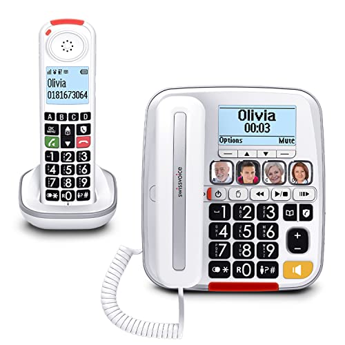 Telefone sem fio SWISSVOICE ATL1424027 Preto Swissvoice - Telefonia - telefone sem fio, 4 teclas directas, volume de chamadas, acessórios exclusivos