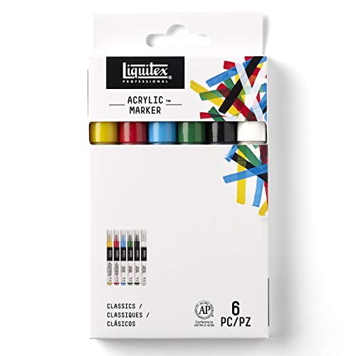 Liquitex Classic Acrylic Paint Markers 2mm (6 pack) LIQUITEX - Marcadores e marcadores de texto - Acrylic, 2mm, 6 pack, versátil