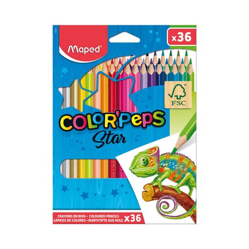 Lápis de Cor MAPED Color'Peps Classic (36 Un) Maped - Lápis - 36 cores, minha suave, corpo triangular, confortável