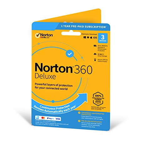 Norton 360 Deluxe 2020 3 Dispositivos 1 Ano NortonLifeLock - Software de computador - norton, 360 deluxe, dispositivos, ano