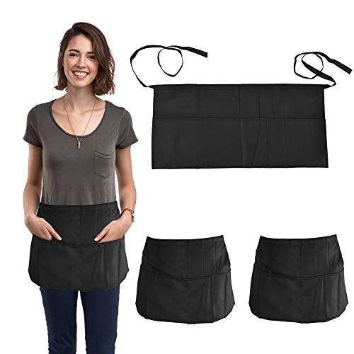 Favengo 3 Pcs Mandil Camarero Corto Preto Favengo - Aventais - 80 cm, lona, moderno, resistente
