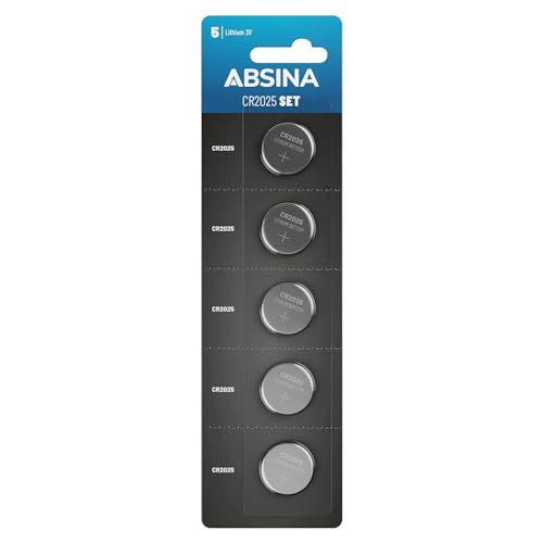 Pilha Não Recarregável ABSINA 5X CR2025 3V ABSINA - Baterias - CR2025, 3V, alcalina, ion-lítio