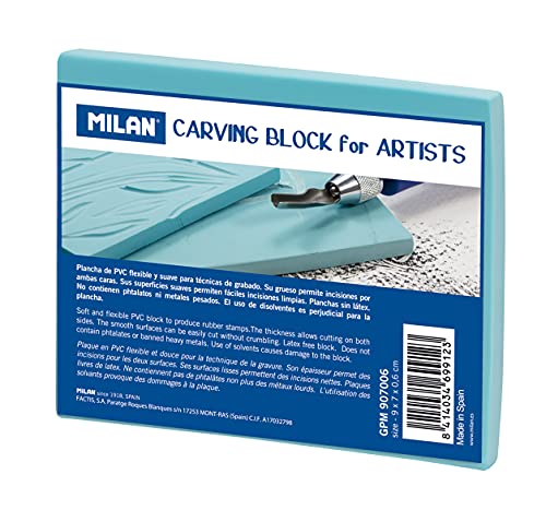 Carving Block For Artists 9 X 7 X 0.6 Cm TRANSPARENTEMILAN FACTIS, S.A. - Papel de arte e artesanato - carvão, artista, plástico, azul