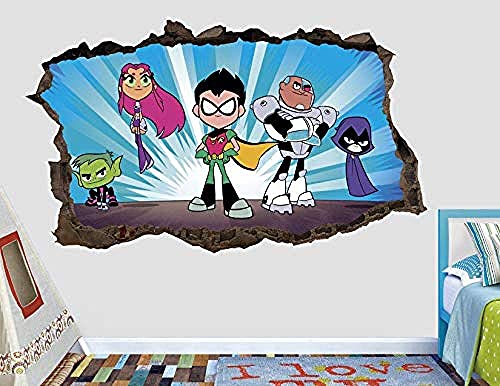 Autocolante de Parede para Crianças TEEN TITANS XKSHUO - Papel de parede - vinil, removível, super-heróis, parede