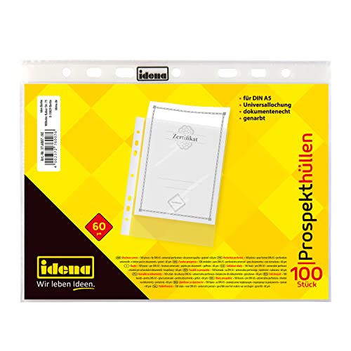 Pack 100 Capas para Encadernação IDENA 376007 Idena - Protetores de folhas - capas, encadernação, papel 60g/m², resistente, tamanho DIN A5
