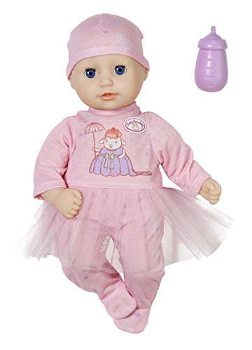 Boneca pequena para crianças Baby Annabell Little Sweet | Rosa (Peluches e Bonecas) Zapf Creation - Brinquedos - vestido rosa, tampa amarela, olhos abertos, biberão