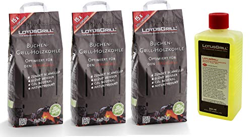 Conjunto de 3 Bolsas de Carvão Vegetal Loteusgrill Lotus-Grill - Briquetes de carvão vegetal - bolsa, carvão vegetal, loteusgrill