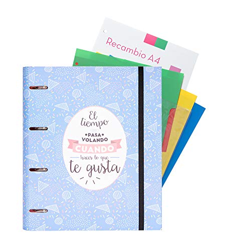 Dossier A4 2 Argolas de Encadernação + Recarga e Separadores Sortidos AMELIE CLASSIC Azul Grupo Erik Editores - Pastas Organizadoras - dossier, a4, argolas, encadernação, separadores, amélia classic