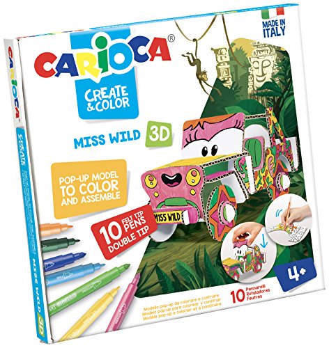 Marcador Carioca Create&Color Mr. Wild | Vermelho, Azul, Verde, Amarelo, Rosa (Escrita) Carioca - Kits de artesanato de brinquedos - escrita, desenho, ergonômico, nenhuma tinta ácida