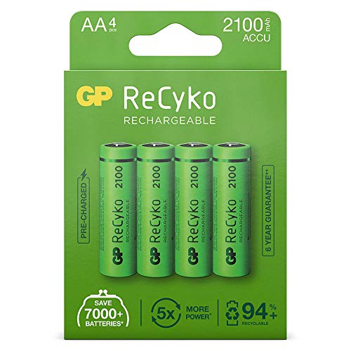 Pilha Recarregável GP BATTERIES ReCyko (Verde) GP BATTERIES - Baterias - 2100 mAh, universal, 1,5 V, aa