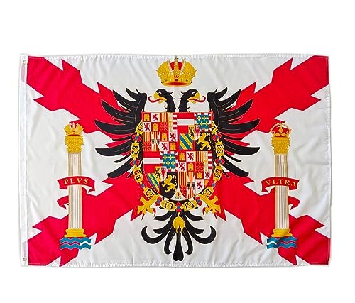 Bandeira de Espanha com a Cruz de Borgonha e Aigle à Deux Têtes Poert - Bandeiras e cataventos - cruz de borgonha, águia bicéfala, poliéster, 150x90 cm