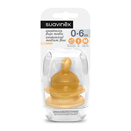 Tetina SUAVINEX 2 Tetinas Anatomica Fluxo Medio 1M Suavinex - Suplementos de alimentação por sonda - anatomica, fluxo médio, 1 mês