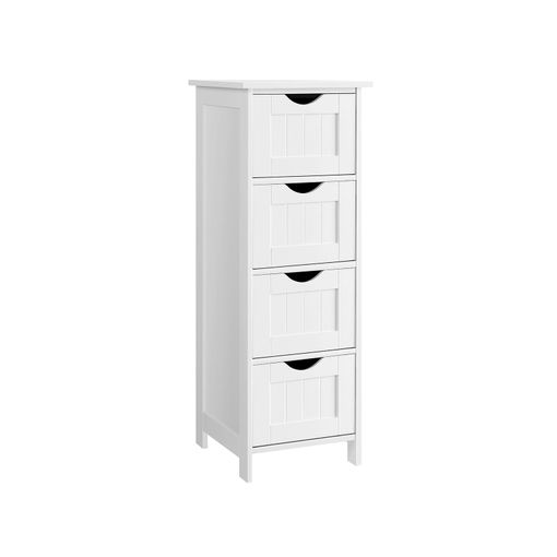 Armário de Casa de Banho VASAGLE LHC40W | Branco VASAGLE - Armários de armazenamento e armários de bloqueio - MDF, branco, 4 gavetas, porta