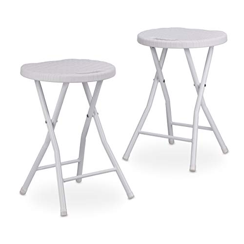 Conjunto de 2 Bancos Dobráveis Relaxdays Bastian | Branco Relaxdays - Móveis de exterior - dobráveis, relax, branco