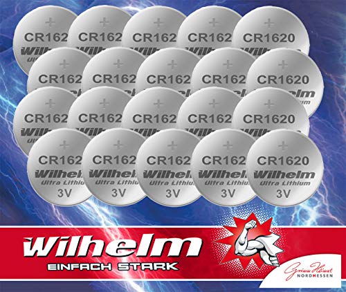 Pilhas WILHELM CR 1620 (Lítio - 3V - 70mAh) Wilhelm - Baterias - litio, 3V, 70mAh, CR1620