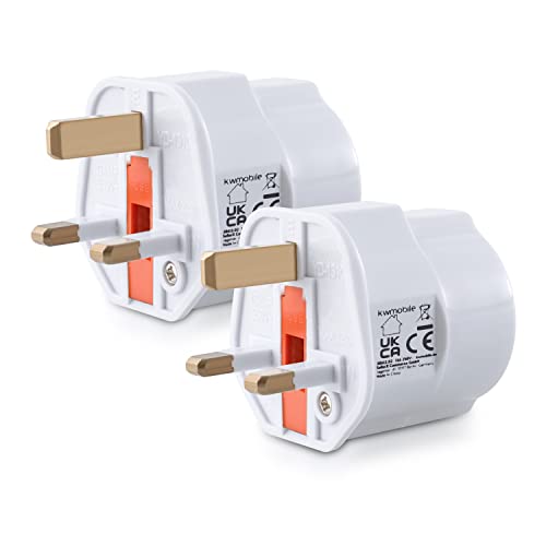 Adaptador KWMOBILE 2 adaptadores de viagem compactos para Inglaterra - Enchufe de viagem Shuko EU a UK em branco Kw-Commerce - Inversores de energia - adaptador, viagem, compacto, Inglaterra, Shuko EU a UK