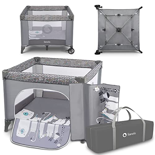 Parque Infantil LIONELO Sofie Cinza Scandi LIONELO - Móveis para bebês e crianças pequenas - 0-36 meses, design moderno, fácil de montar, estrutura robusta