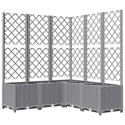 Vidaxl Jardinera Con Enrejado Pp Gris Claro 120X120X136 Cm vidaXL - Móveis de exterior - jardinera, enrejado, pp, gris claro