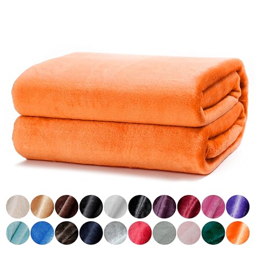 Manta Grande para Sofá 220X240Cm Laranja DALINA TEXTIL S.L - Cobertores - veludo, 220x240cm, laranja, poliéster