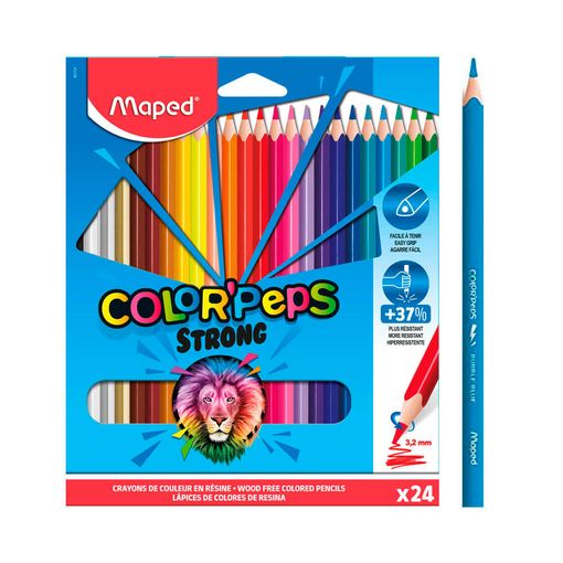 Lápis MAPED Strong (24 Unidades - Multicor) Maped - Lápis de madeira - 24 unidades, multicor, mina ultra resistente, ponta 3,2 mm
