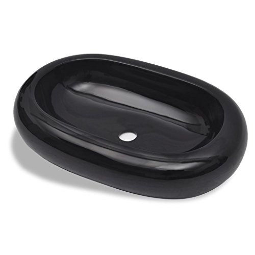 Lavatório VIDAXL (Cerâmica - Preto - 60x40 cm) vidaXL - Acessórios de encanamento - cerâmica, preto, 60x40 cm