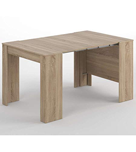 Mesa de Refeição HABITDESIGN Extensível (Castanho - Aglomerado e Roble - 90x78x50-235cm) FORES - Mesas de cozinha e sala de jantar - extensível, 5 posições, tacos anti-rayos, suportes metálicos