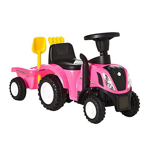 Trator Infantil HOMCOM com Reboque (Idade Mínima: 12 meses) SPANISH AOSOM - Veículos de empurrar e pedalar - 12 meses, antiderrapantes, reboque extraível, pá