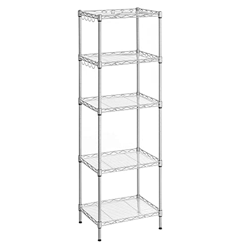 Prateleira de Cozinha SONGMICS LGR115E01 (Plástico - 39.5x15x80 cm) SONGMICS - Prateleiras industriais - plástico, 39.5x15x80 cm, 5 níveis, 8 ganchos